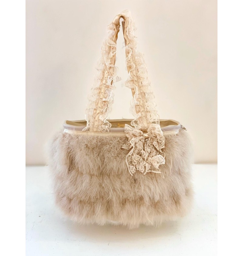 White on sale feather bag